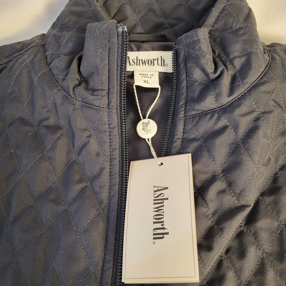 New Ashworth Womens XL Black Quilted Zip Up Lightweight Vest With Pockets